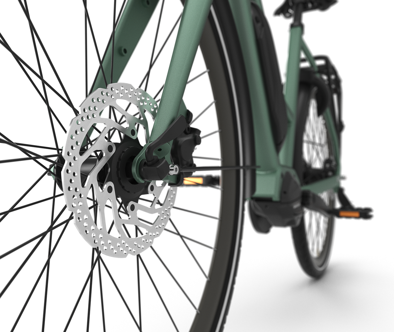 Powerful and controlled braking Gazelle Esprit C7 E-bike low-step moss green