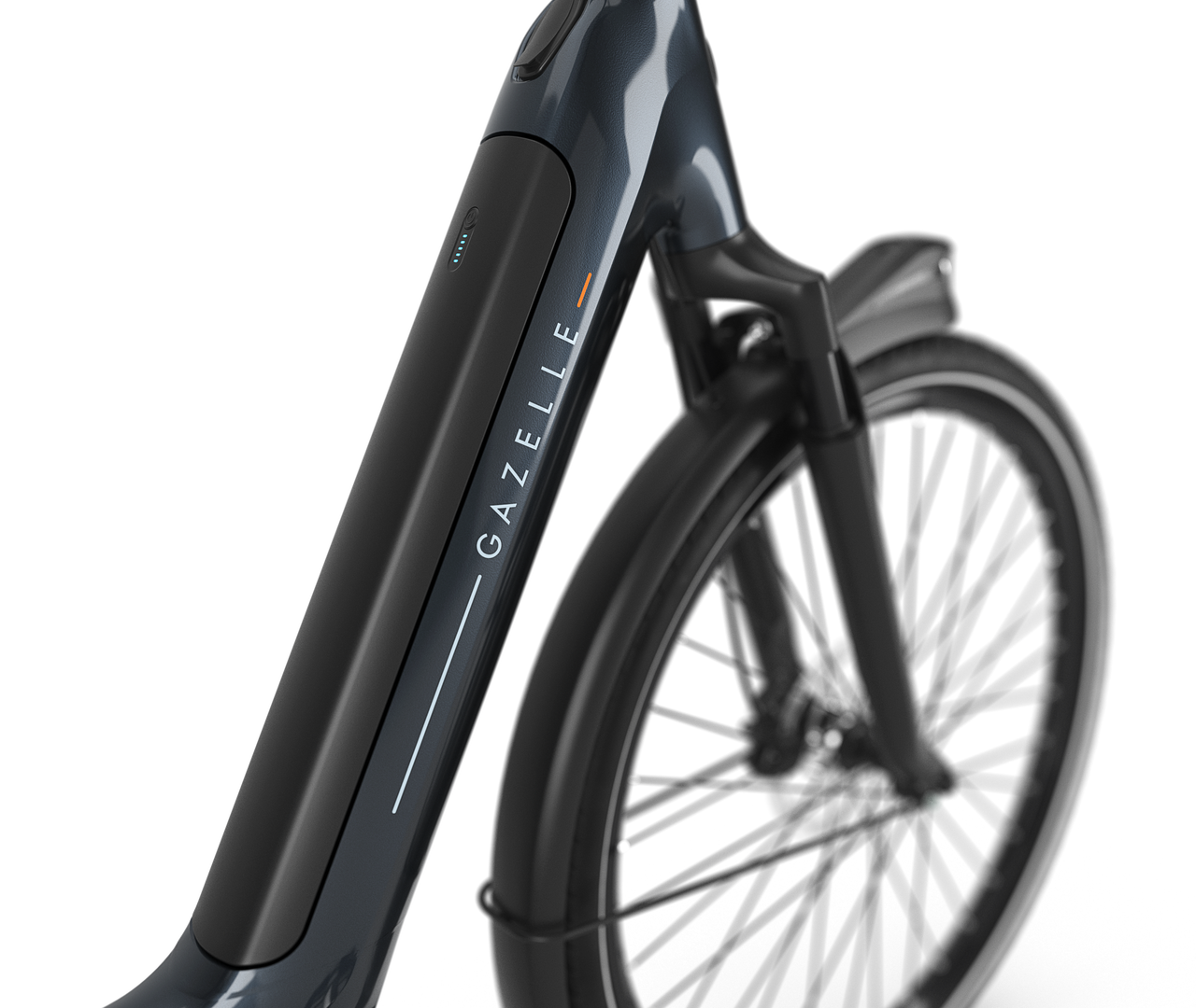 Elegantes Ensemble Gazelle Grenoble C5 E-bike low-step anthracite grey