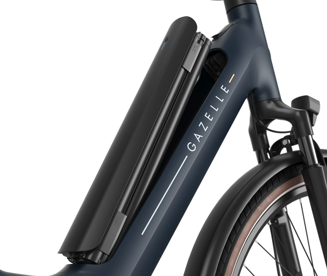 Effiziente eingebaute Energiequelle Gazelle Arroyo C8 Elite E-bike low-step between blue