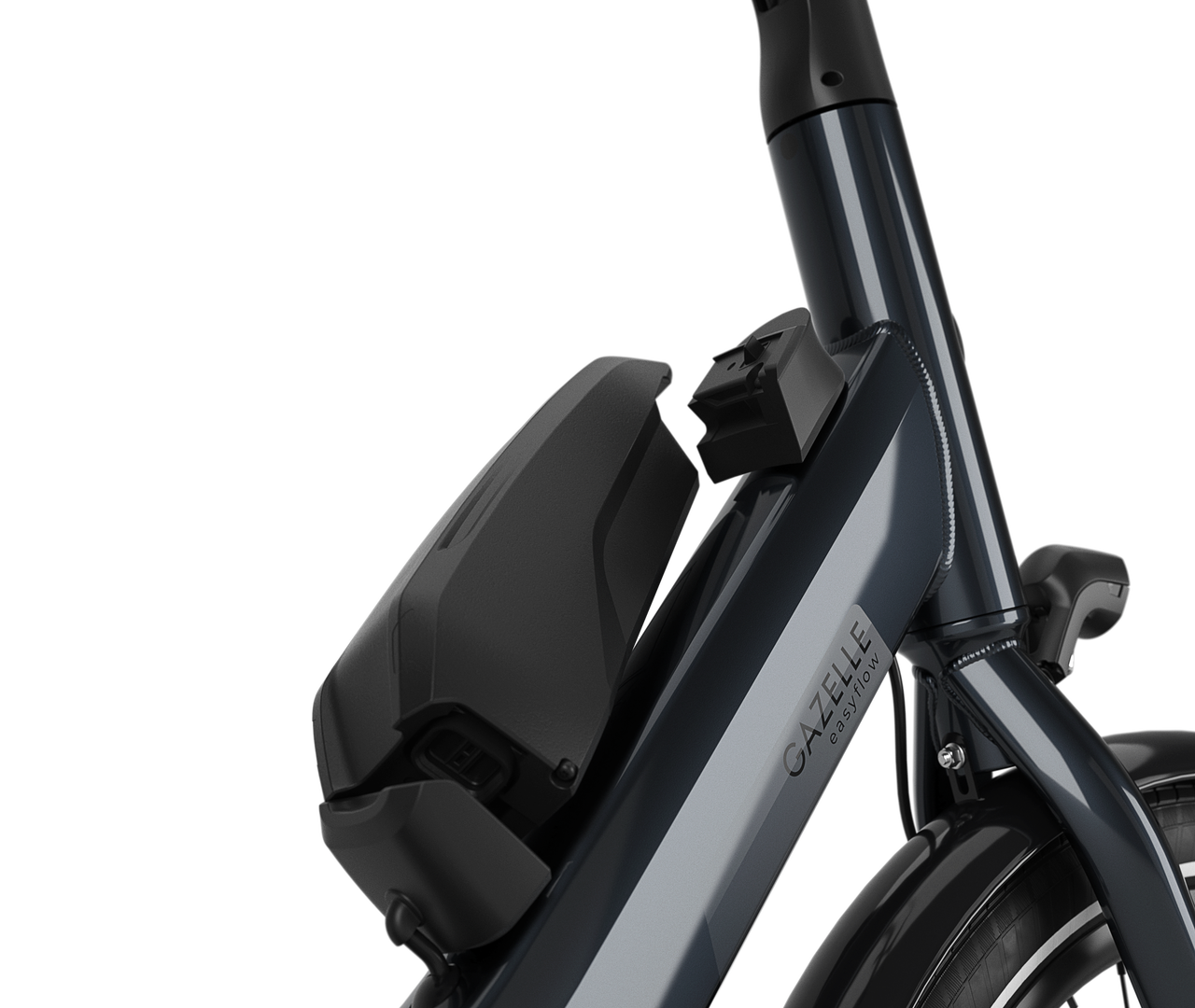 Intelligenter Akku auf dem Rahmen Gazelle Easyflow C8 E-bike low-step anthracite grey