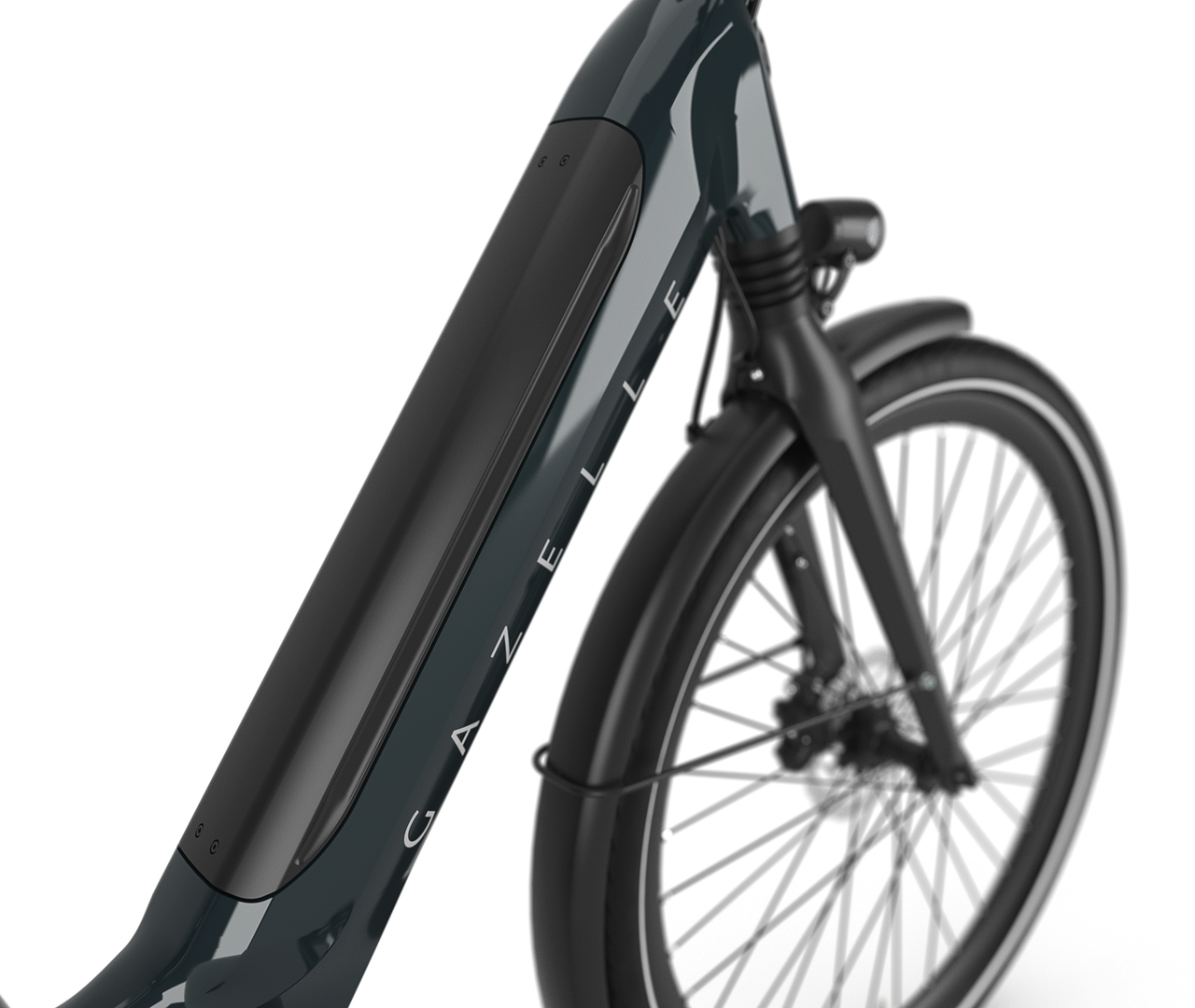 Stable, tough and stylish steering Gazelle Ultimate C8+ E-bike high-step pine green