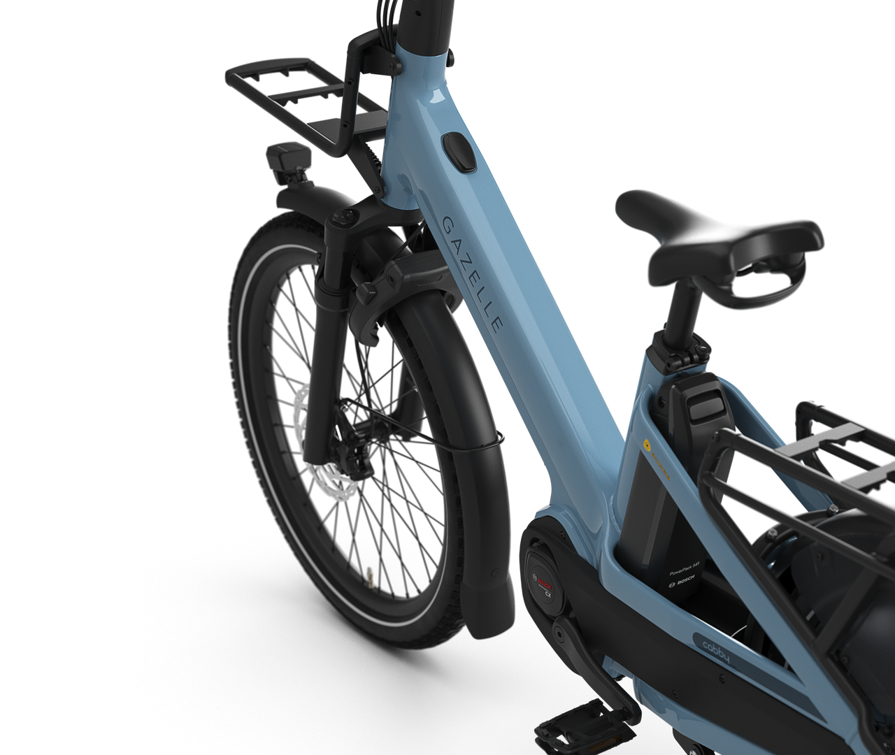 Rides and parks like a normal e-bike Gazelle Cabby C380 E-bike low-step denim blue