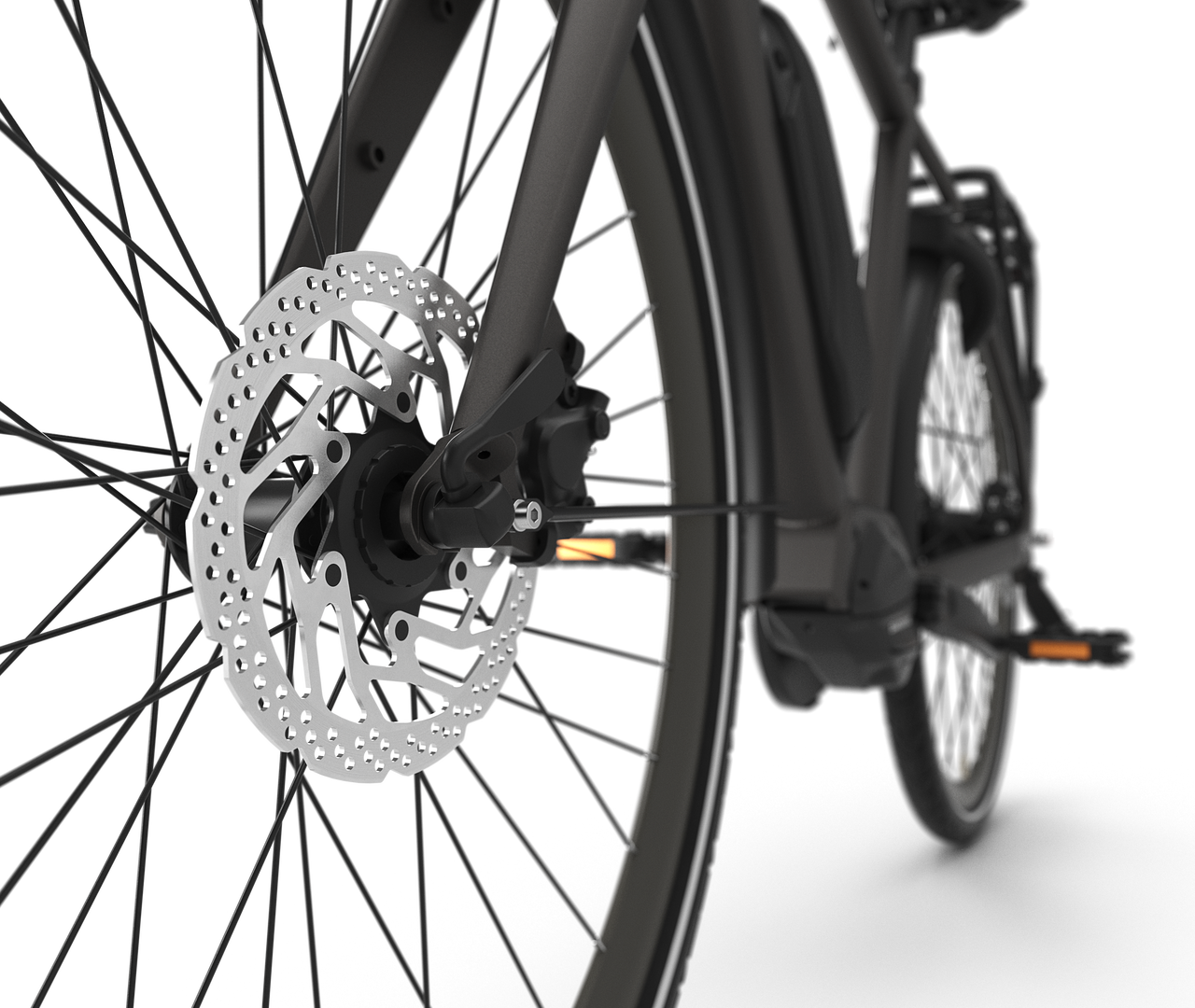 Powerful and controlled braking Gazelle Esprit C7 E-bike high-step space anthracite