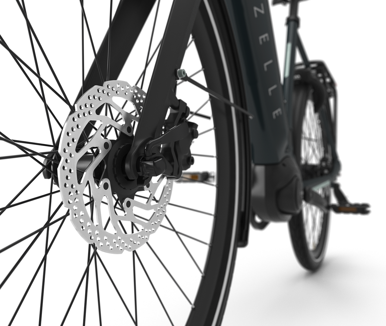 Powerful and controlled braking Gazelle Ultimate C8+ E-bike high-step pine green