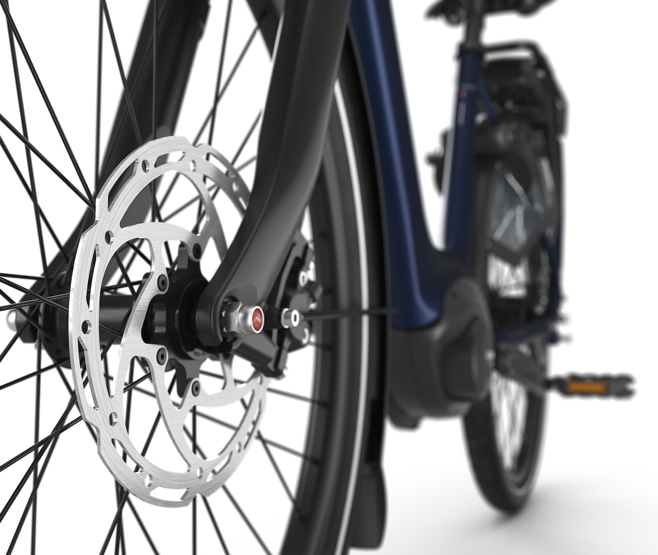 Kraftvolles und kontrolliertes Bremsen Gazelle Orange C8 26" E-bike low-step saturn blue