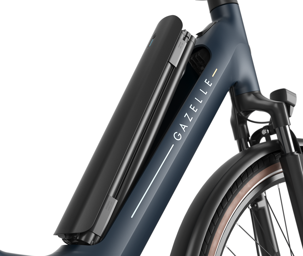 Efficient built-in energy source Gazelle Grenoble C8 E-bike low-step between blue
