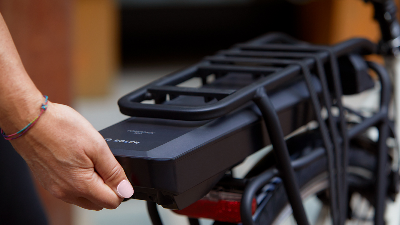 E bike battery on the frame or under the luggage rack Gazelle