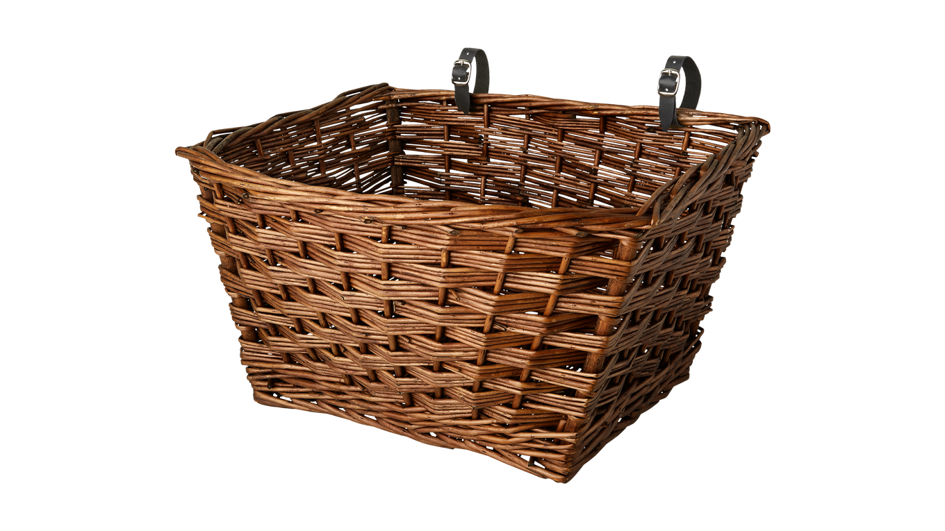 Wicker basket for transport bicycle